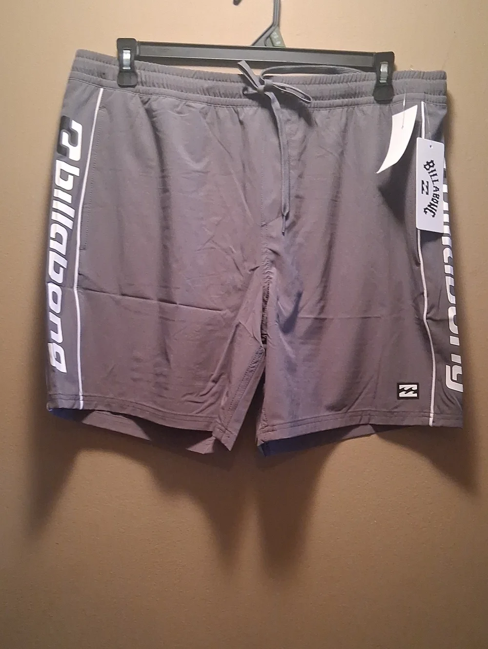 Billabong Gray Swim Shorts with White Side Logo Xl